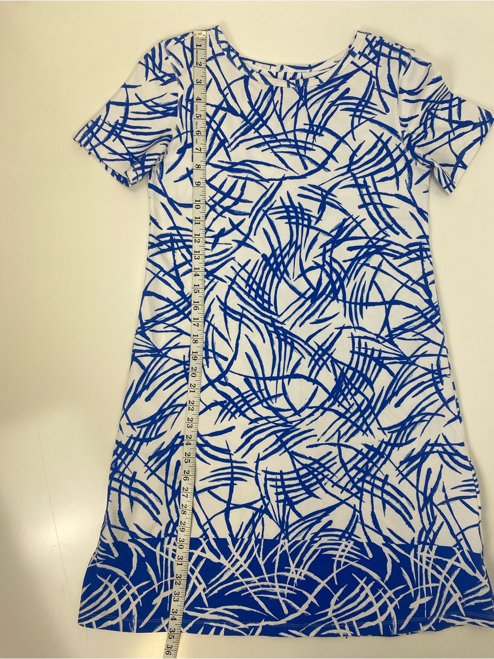 Tyler Boe White Dress with Blue Abstract Print - Picture 6 of 6